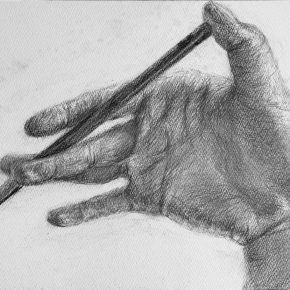 手と鉛筆のデッサン（中１）