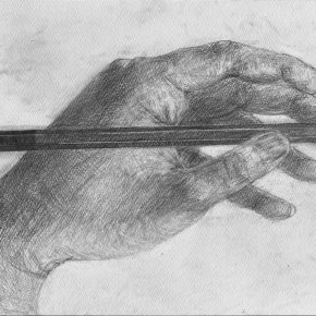 手と鉛筆のデッサン（中２）