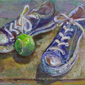 アクリル静物画・靴とテニスボール（中２）