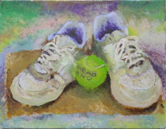 アクリル静物画・靴とテニスボール（小５）