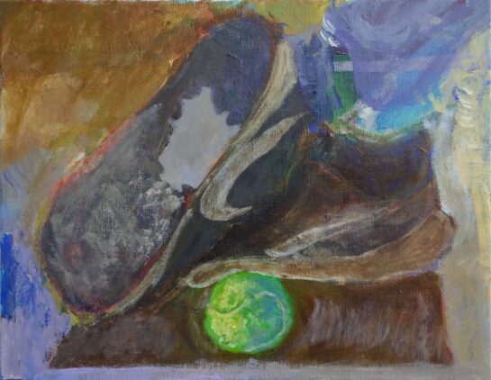 アクリル静物画・靴とテニスボール（小４）