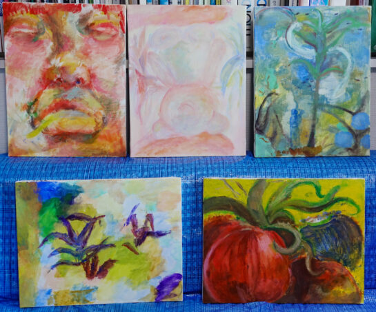 想定アクリル画途中経過