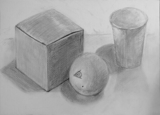 静物基礎デッサン完成（中２）