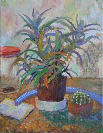 想定アクリル画(アロエを使って)生徒作品(中1)|千葉市稲毛区の絵画教室・穴川キッズアトリエ・ベアヒェン