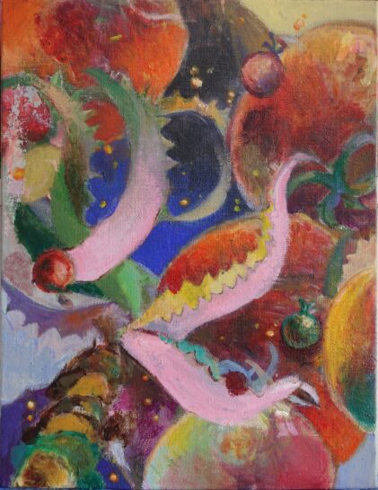 想定アクリル画(アロエを使って)生徒作品(小6)|千葉市稲毛区の絵画教室・穴川キッズアトリエ・ベアヒェン