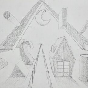 生徒作品「一点透視法」（中2）｜千葉市稲毛区の絵画教室 穴川キッズアトリエ・ベアヒェン