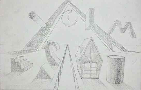 生徒作品「一点透視法」（中2）｜千葉市稲毛区の絵画教室 穴川キッズアトリエ・ベアヒェン