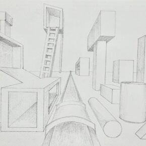 生徒作品「一点透視法」（中3）｜千葉市稲毛区の絵画教室 穴川キッズアトリエ・ベアヒェン