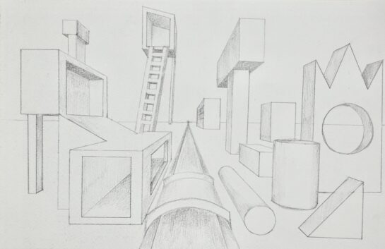 生徒作品「一点透視法」（中3）｜千葉市稲毛区の絵画教室 穴川キッズアトリエ・ベアヒェン