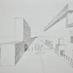 生徒作品「一点透視法」（中1）｜千葉市稲毛区の絵画教室 穴川キッズアトリエ・ベアヒェン