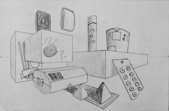 生徒作品「二点透視法」(中2)|千葉市稲毛区の絵画教室 穴川キッズアトリエ・ベアヒェン