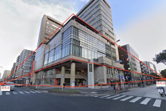 二点透視法解説図