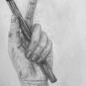 鉛筆デッサン「手と鉛筆」完成作品（中１）｜千葉市稲毛区の絵画教室 穴川キッズアトリエベアヒェン